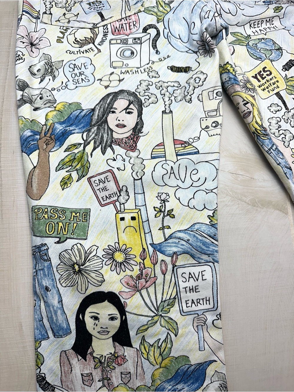 Wrangler X Anthropologie Women's Save The Planet Earth Day Jeans - Picture 12 of 14